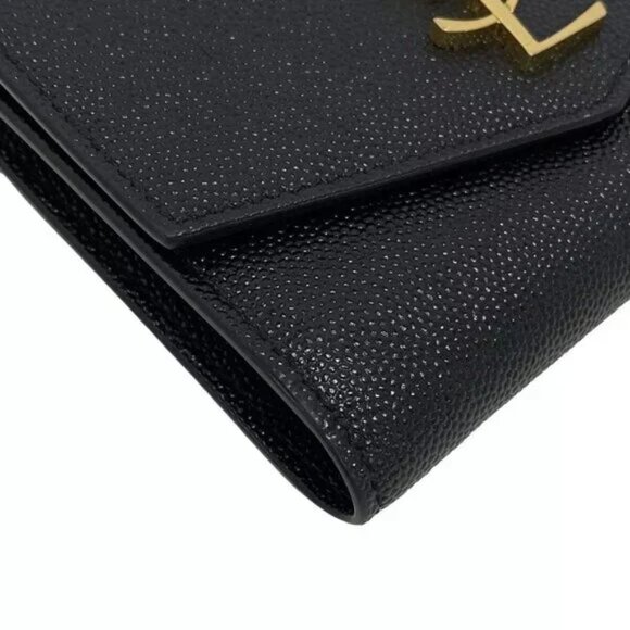 SAINT LAURENT PARIS Uptown Black Gold Hardware Double-hook Wallet 449-102624 - Picture 6 of 10